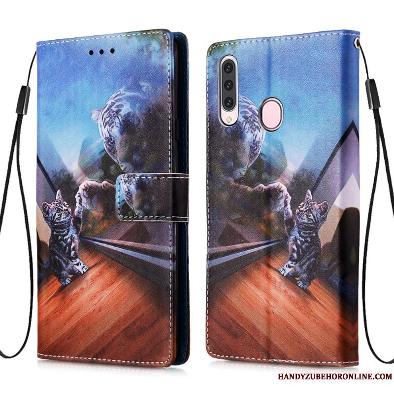 Samsung Galaxy A20s Coque Housse Étui En Cuir Fluide Doux Personnalité Étoile Bleu Carte