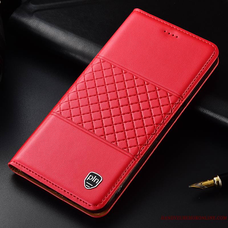 Samsung Galaxy A20s Coque Rouge Étoile Étui Incassable Tout Compris Cuir Véritable Housse