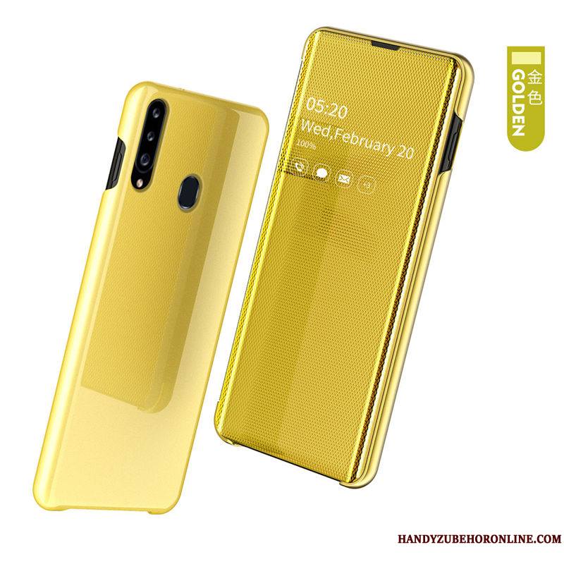 Samsung Galaxy A20s Coque Support Protection Vert Housse Étui En Cuir Miroir Étoile