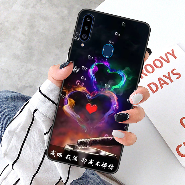 Samsung Galaxy A20s Délavé En Daim Coque De Téléphone Étoile Rouge Personnalisé Fluide Doux Amoureux