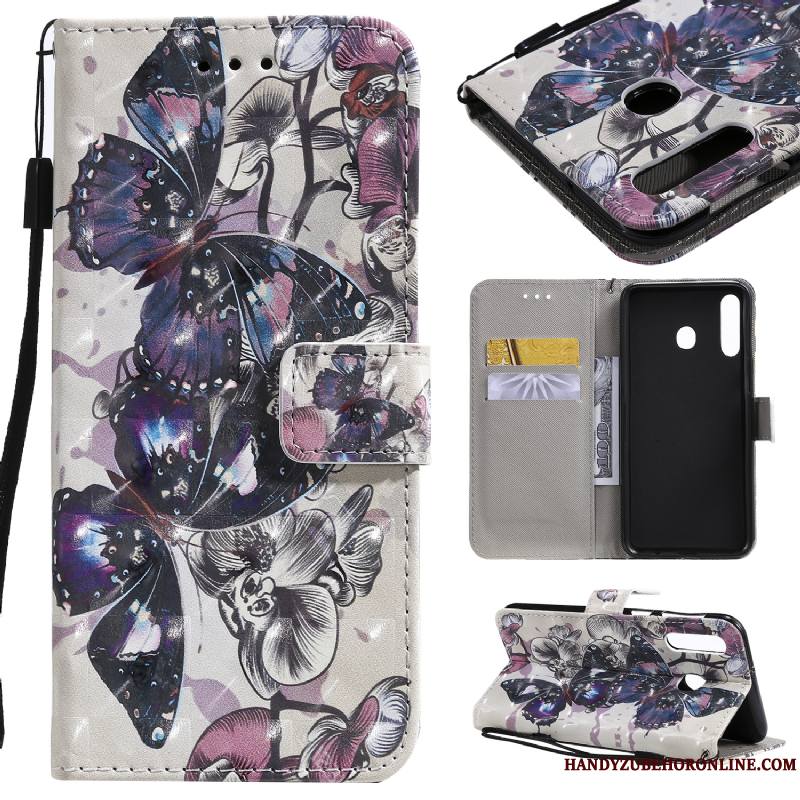 Samsung Galaxy A20s Housse Peinture Étoile Coque De Téléphone Carte Étui Blanc