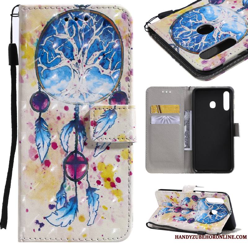 Samsung Galaxy A20s Housse Peinture Étoile Coque De Téléphone Carte Étui Blanc