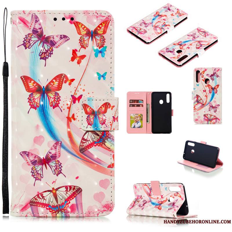 Samsung Galaxy A20s Étui En Cuir Coque De Téléphone Rose Incassable Fluide Doux Étoile Dessin Animé