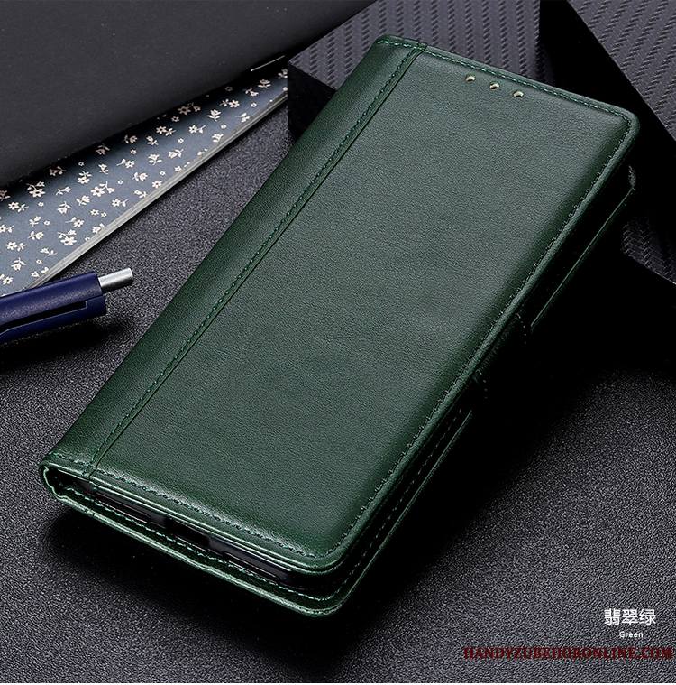 Samsung Galaxy A20s Étui En Cuir Housse Étoile Business Coque De Téléphone Protection Vert