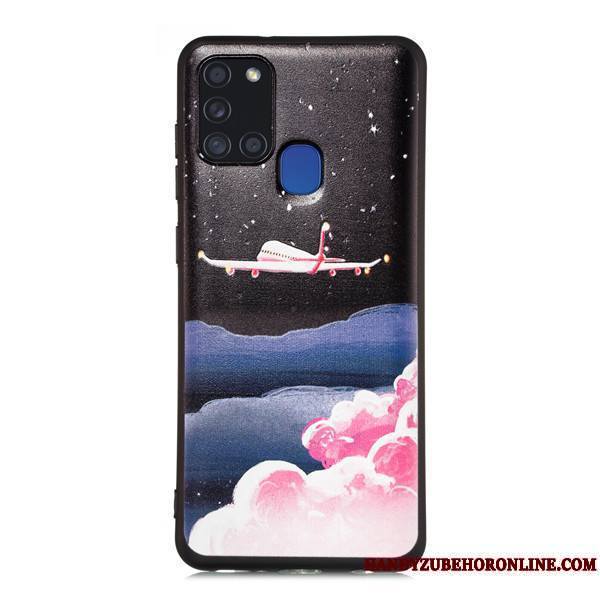 Samsung Galaxy A21s Coque Noir Étui Étoile Tout Compris Incassable Dessin Animé Téléphone Portable