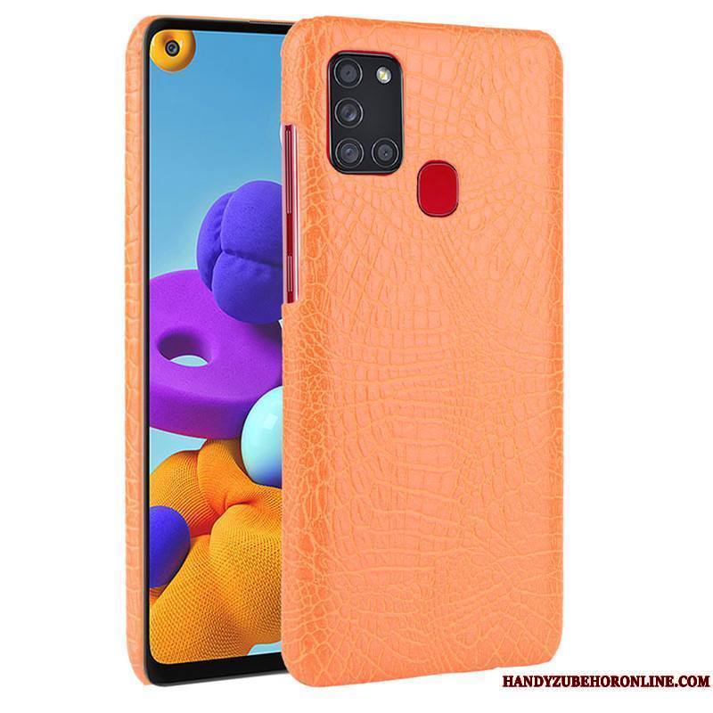 Samsung Galaxy A21s Coque Téléphone Portable Cuir Couvercle Arrière Étui Qualité Bleu Marin