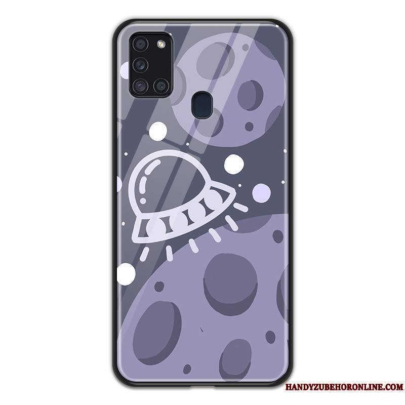 Samsung Galaxy A21s Verre Planète Étoile Amoureux Dessin Animé Coque Incassable
