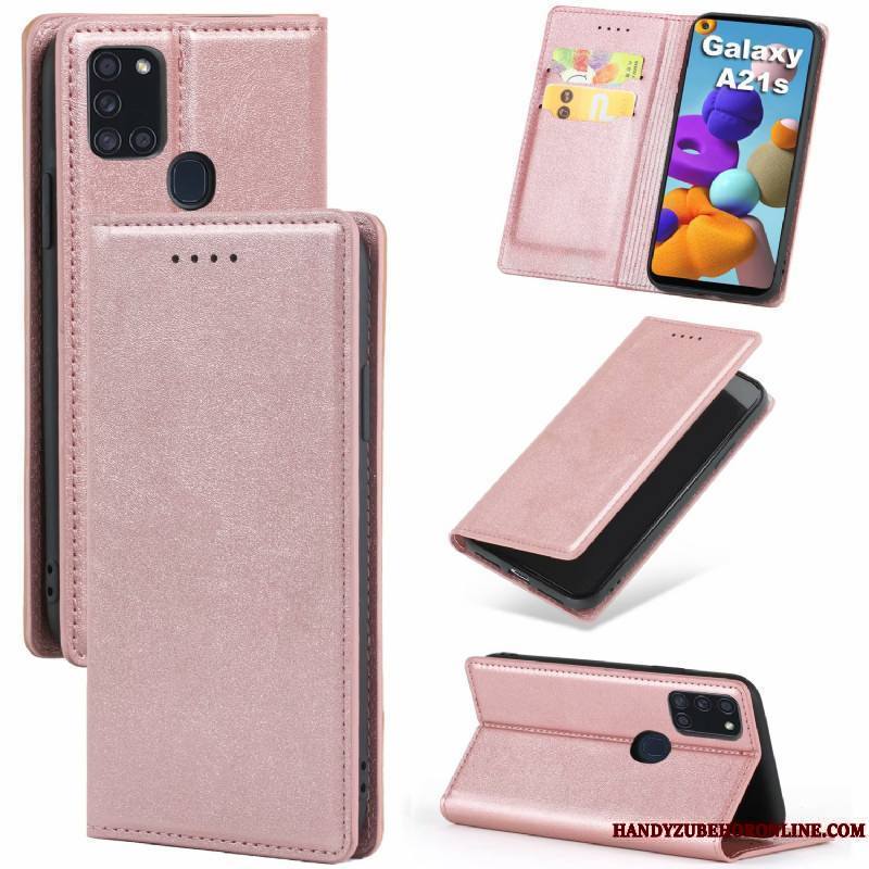 Samsung Galaxy A21s Étoile Tout Compris Cuir Modèle Fleurie Rouge Une Agrafe Coque De Téléphone