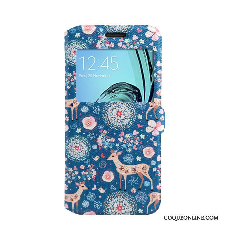 Samsung Galaxy A3 2016 Coque De Téléphone Fluide Doux Ouvrir La Fenêtre Peinture Housse Étoile Fleurs