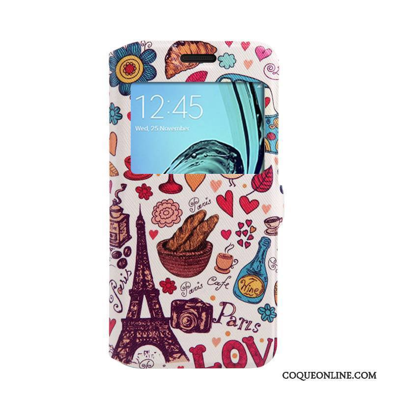 Samsung Galaxy A3 2016 Coque De Téléphone Fluide Doux Ouvrir La Fenêtre Peinture Housse Étoile Fleurs