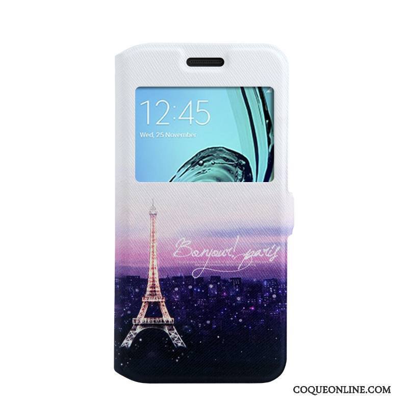 Samsung Galaxy A3 2016 Coque De Téléphone Fluide Doux Ouvrir La Fenêtre Peinture Housse Étoile Fleurs