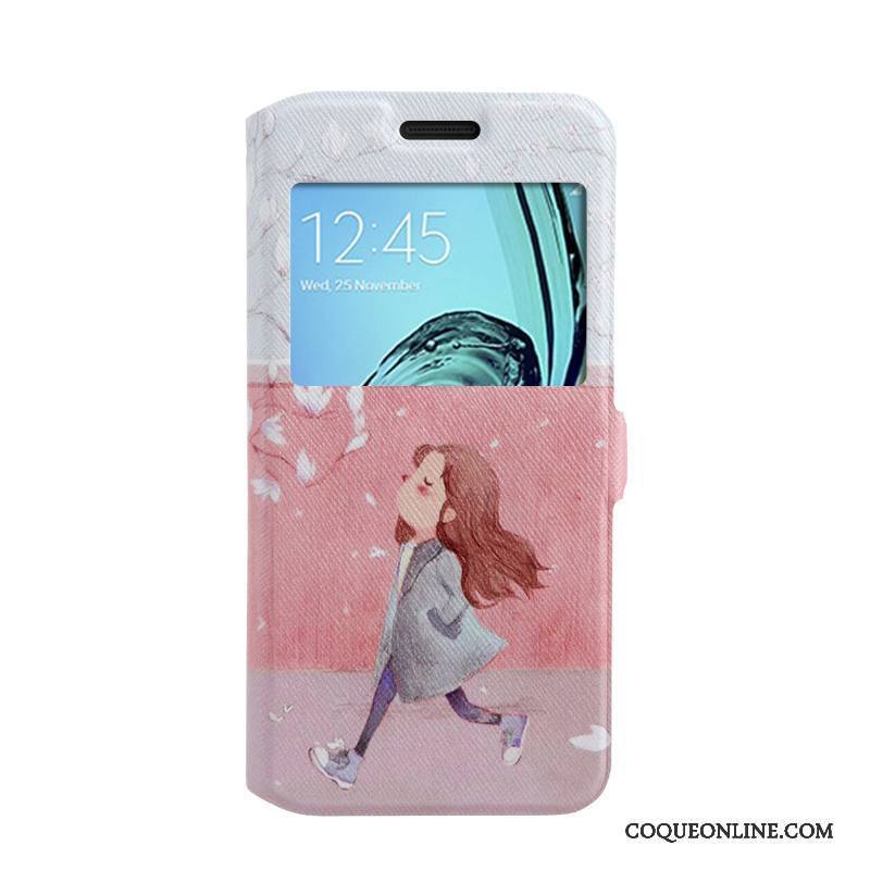 Samsung Galaxy A3 2016 Coque De Téléphone Fluide Doux Ouvrir La Fenêtre Peinture Housse Étoile Fleurs