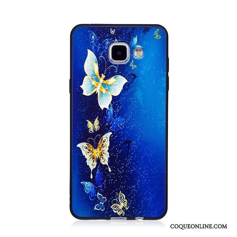 Samsung Galaxy A3 2016 Coque Fluide Doux Protection Fleurs Étoile Noir Peinture Gaufrage