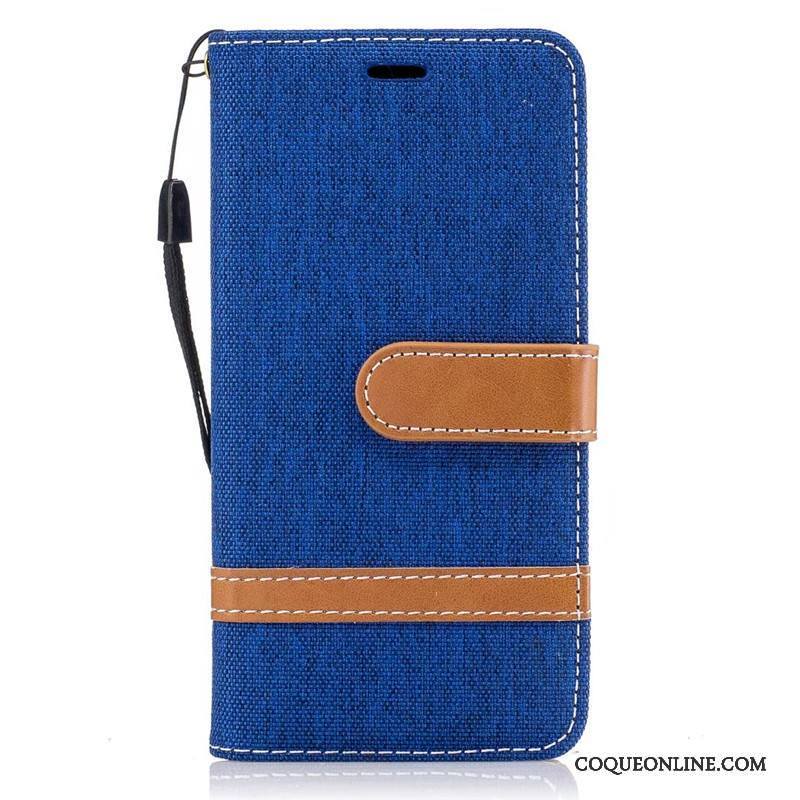 Samsung Galaxy A3 2016 Portefeuille Bleu Protection En Denim Étui Coque Étui En Cuir