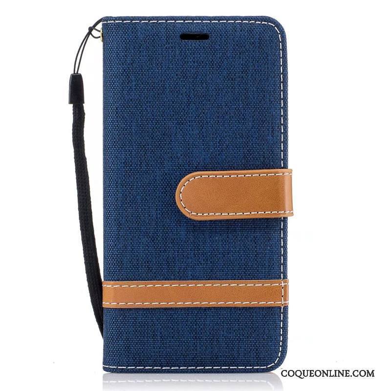 Samsung Galaxy A3 2016 Portefeuille Bleu Protection En Denim Étui Coque Étui En Cuir