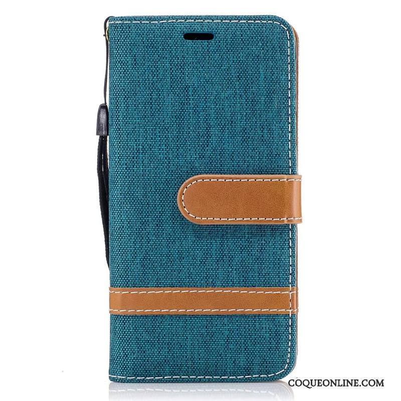 Samsung Galaxy A3 2016 Portefeuille Bleu Protection En Denim Étui Coque Étui En Cuir