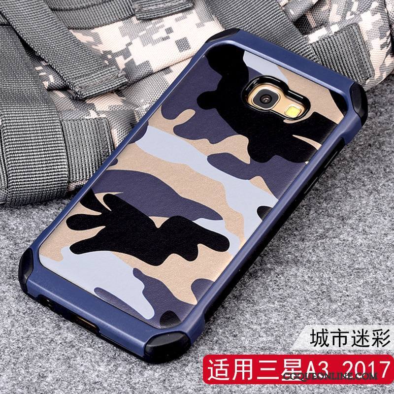 Samsung Galaxy A3 2017 Coque De Téléphone Étoile Incassable Étui Protection Camouflage Bleu