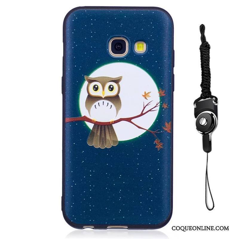 Samsung Galaxy A3 2017 Dessin Animé Coque Délavé En Daim Fluide Doux Bleu Peinture De Téléphone