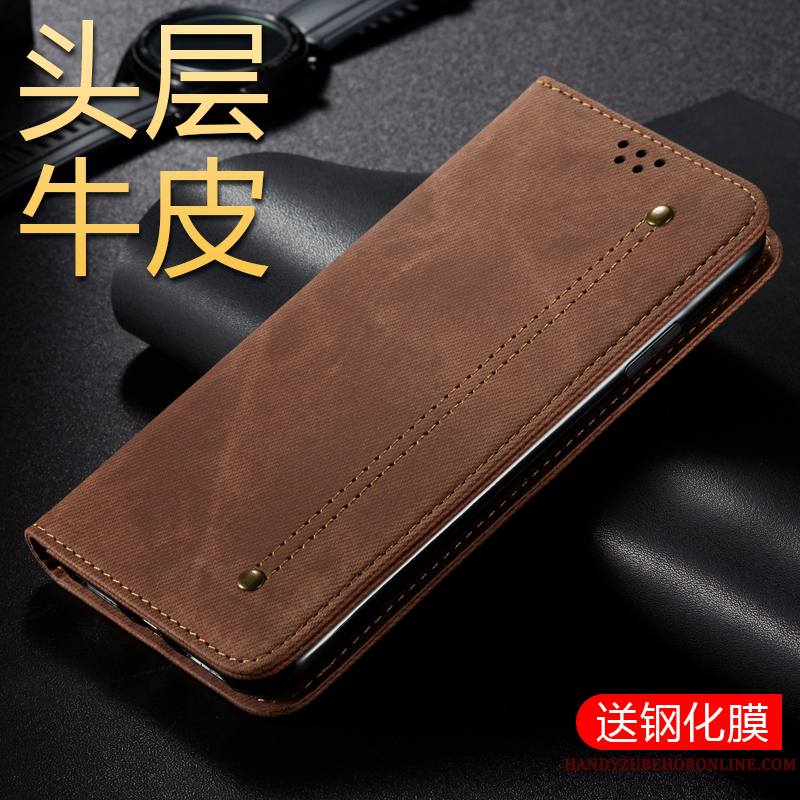 Samsung Galaxy A30s Coque Business Étui Étui En Cuir Clamshell Étoile Tempérer Protection