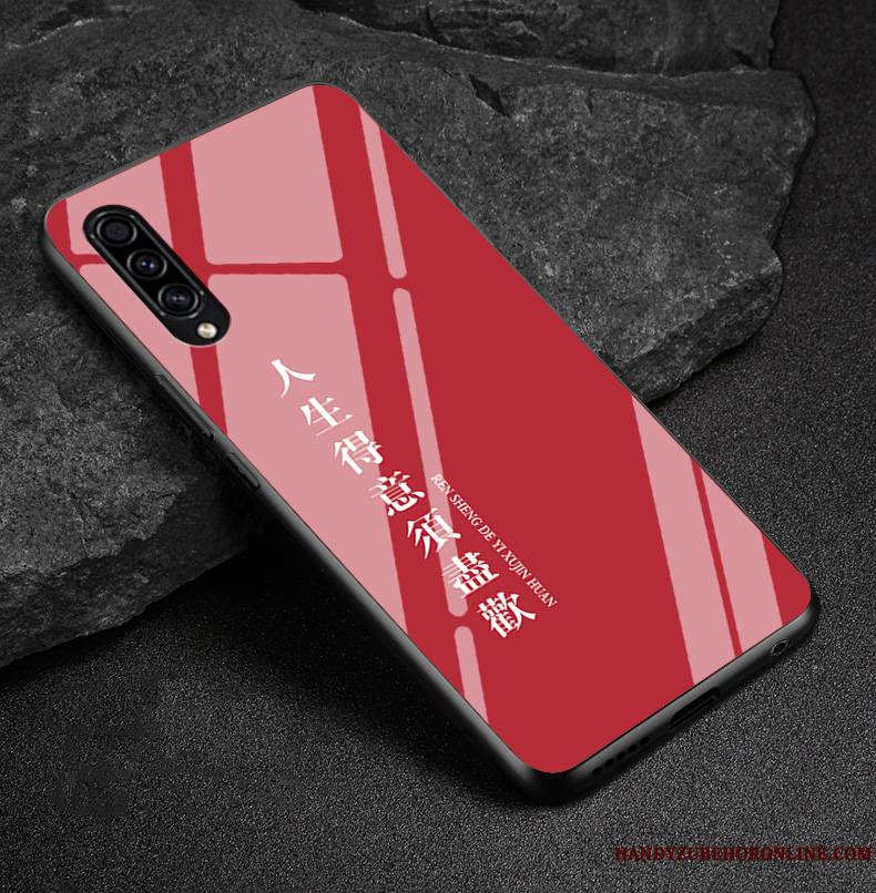 Samsung Galaxy A30s Coque Créatif Rouge Verre Tendance Fluide Doux Personnalité Incassable