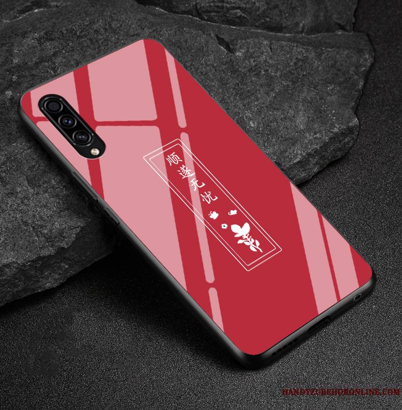 Samsung Galaxy A30s Coque Créatif Rouge Verre Tendance Fluide Doux Personnalité Incassable