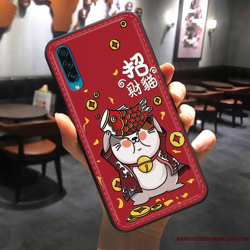 Samsung Galaxy A30s Coque Gaufrage Modèle Fleurie Tout Compris Nouveau Fluide Doux Créatif Rouge