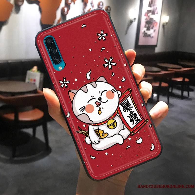 Samsung Galaxy A30s Coque Gaufrage Modèle Fleurie Tout Compris Nouveau Fluide Doux Créatif Rouge