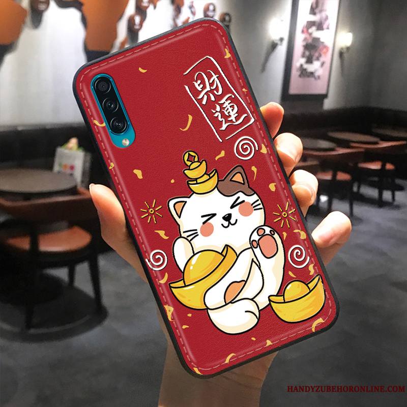 Samsung Galaxy A30s Coque Gaufrage Modèle Fleurie Tout Compris Nouveau Fluide Doux Créatif Rouge