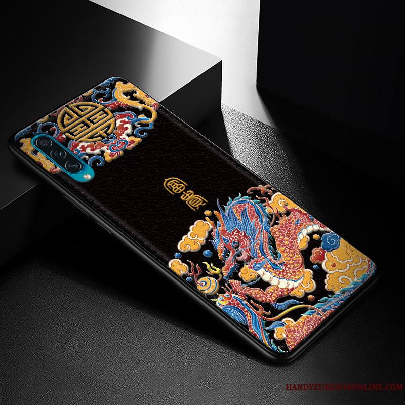 Samsung Galaxy A30s Coque Modèle Fleurie Cuir Gaufrage Fluide Doux Incassable Étoile Tendance