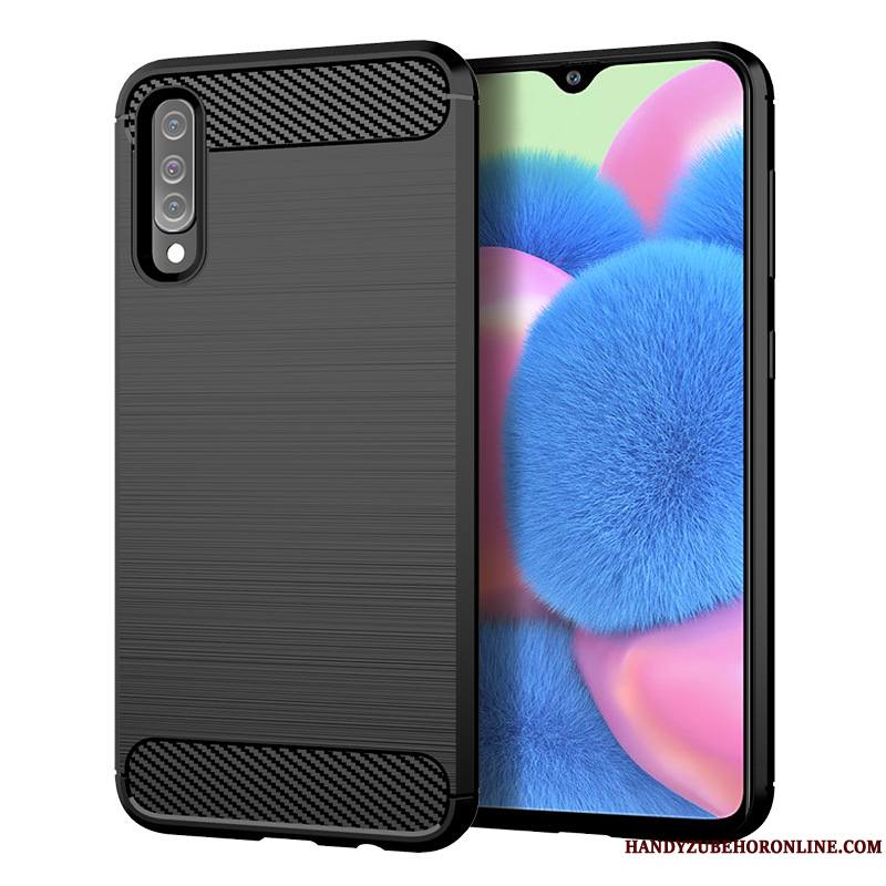 Samsung Galaxy A30s Silicone Coque De Téléphone Bleu Fibre Incassable Soie Modèle Fleurie