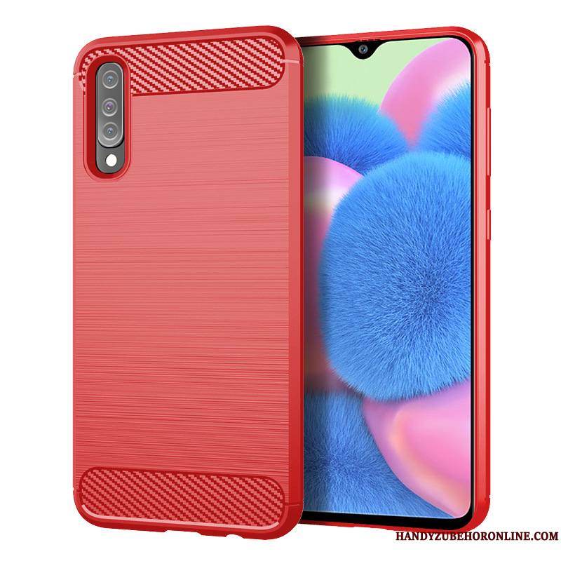 Samsung Galaxy A30s Silicone Coque De Téléphone Bleu Fibre Incassable Soie Modèle Fleurie