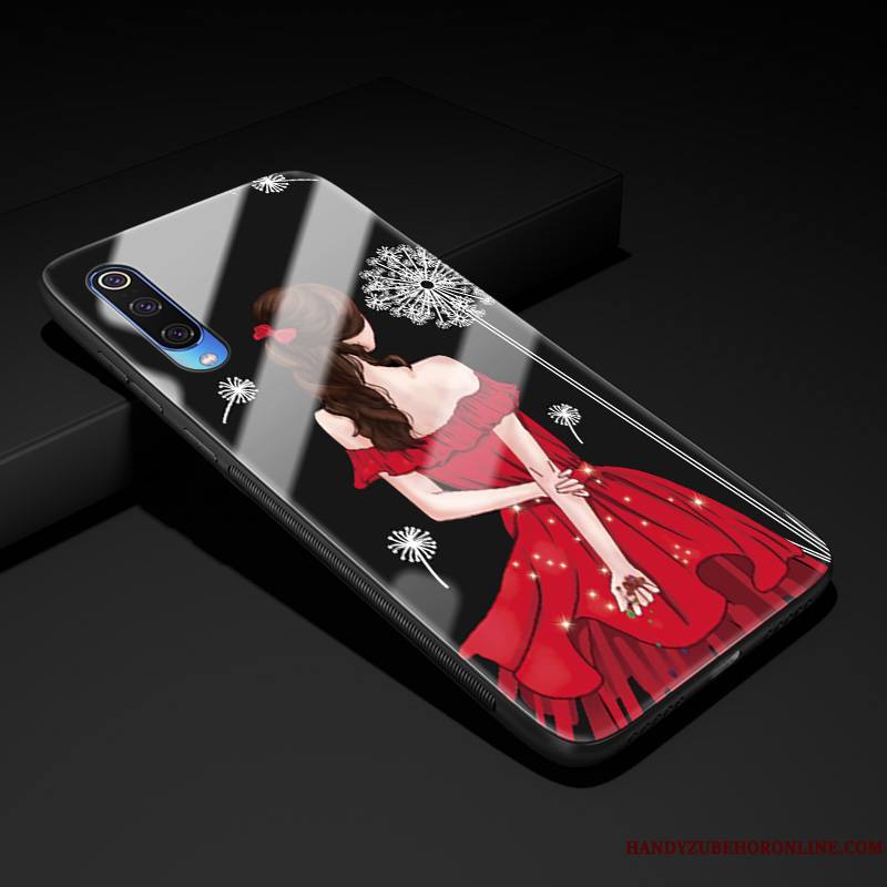 Samsung Galaxy A30s Verre Personnalité Coque De Téléphone Étui Membrane Net Rouge Noir
