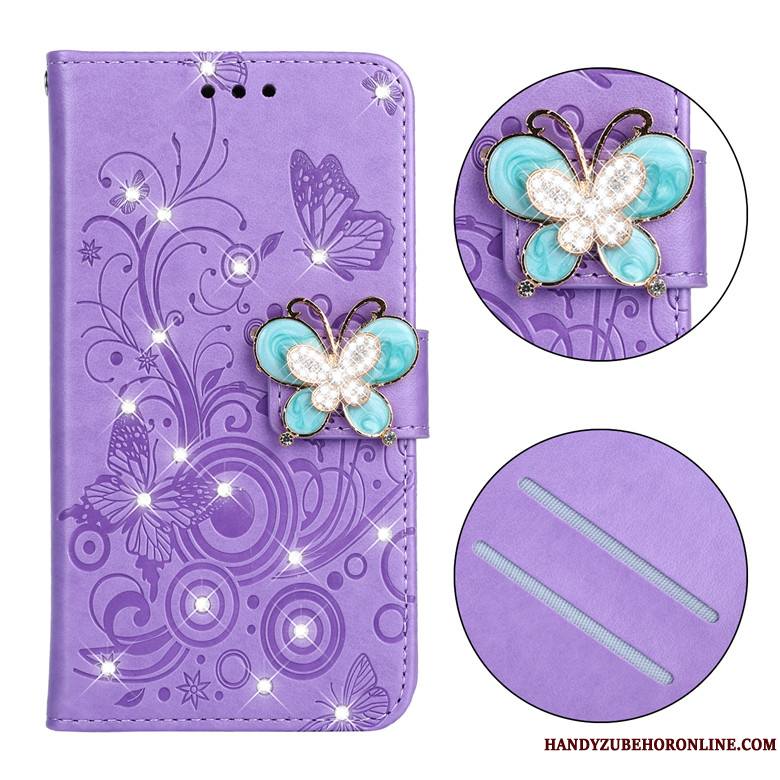 Samsung Galaxy A30s Violet Papillon Fluide Doux Incassable Étoile Coque De Téléphone Étui En Cuir