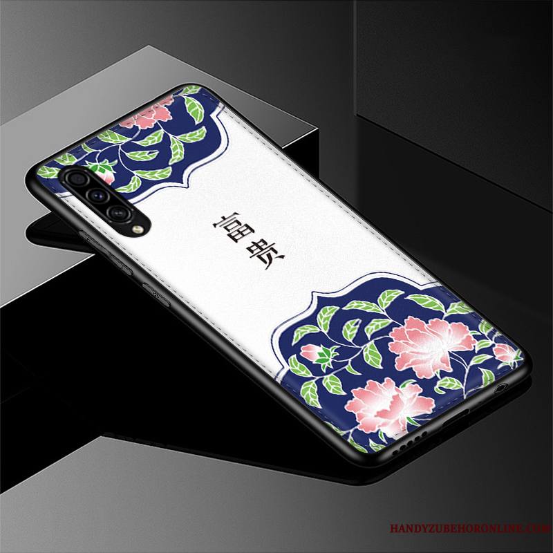 Samsung Galaxy A30s Violet Silicone Gaufrage Cuir Coque De Téléphone Fluide Doux Tendance
