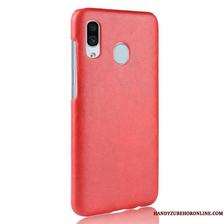 Samsung Galaxy A40 Coque Étoile Vintage Cuir Difficile Rouge Modèle Fleurie