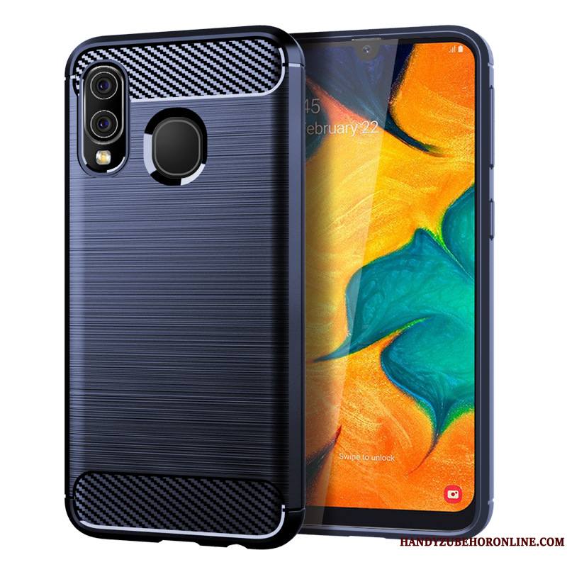 Samsung Galaxy A40 Fluide Doux Bleu Silicone Étui Protection Coque Modèle Fleurie