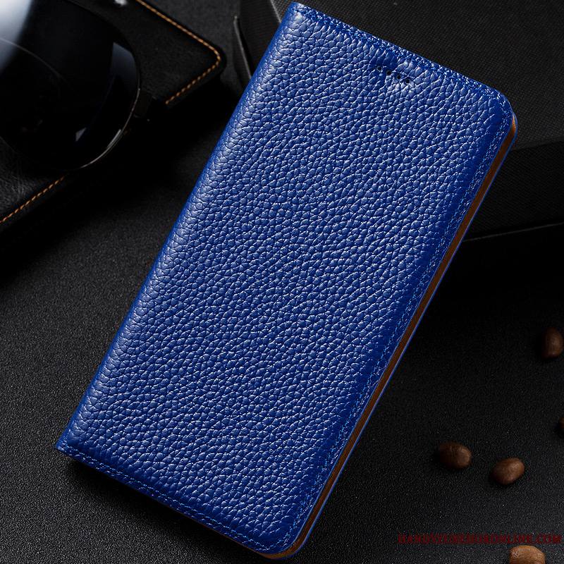 Samsung Galaxy A40 Protection Étui En Cuir Cuir Véritable Téléphone Portable Étoile Bleu Coque De Téléphone