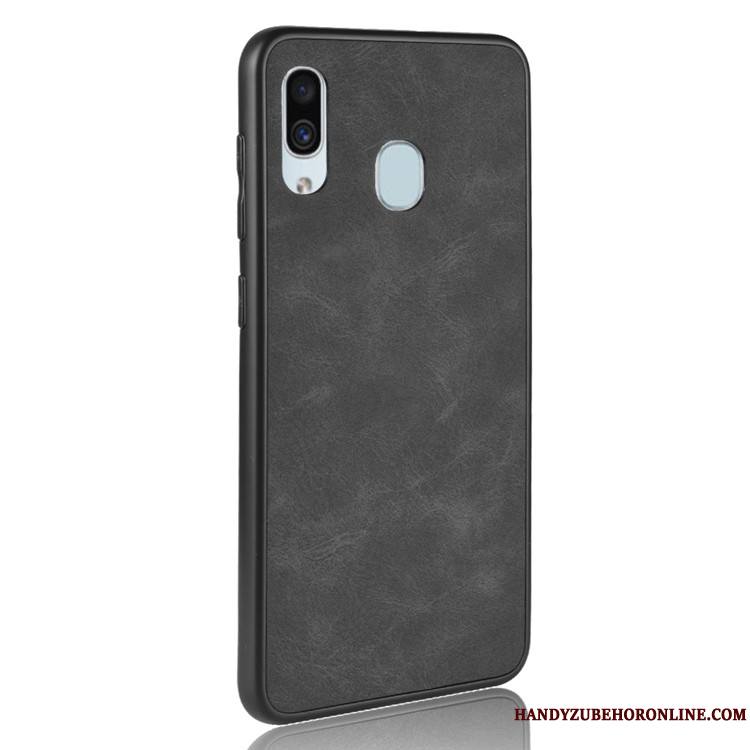 Samsung Galaxy A40 Étui Gris Coque De Téléphone Tout Compris Vintage Cuir Tendance