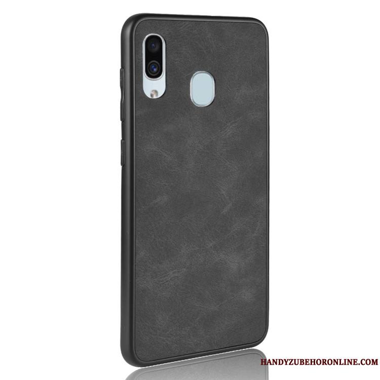 Samsung Galaxy A40 Étui Gris Coque De Téléphone Tout Compris Vintage Cuir Tendance