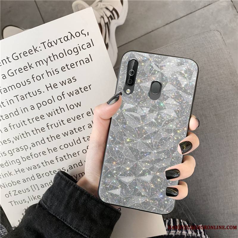 Samsung Galaxy A40s Brillant Coque Étoile Silicone De Téléphone Net Rouge Losange