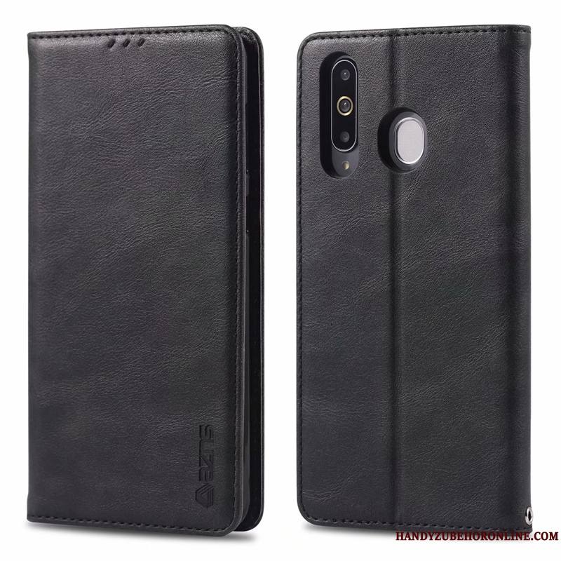 Samsung Galaxy A40s Coque Étui En Cuir Ornements Suspendus Tout Compris Luxe Marron Élégant Étoile