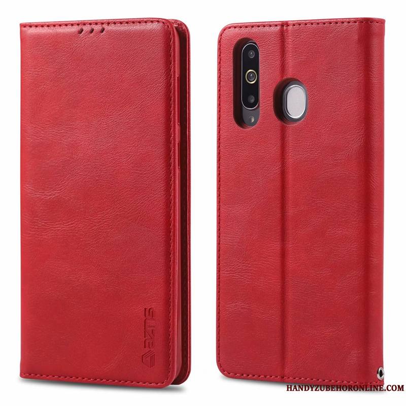 Samsung Galaxy A40s Coque Étui En Cuir Ornements Suspendus Tout Compris Luxe Marron Élégant Étoile