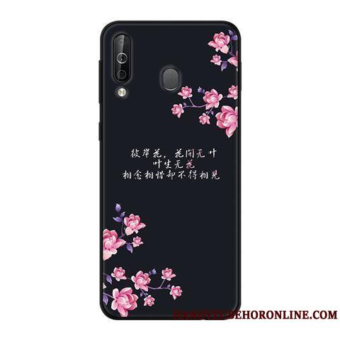 Samsung Galaxy A40s Noir Téléphone Portable Vent Coque Délavé En Daim Tendance Étui