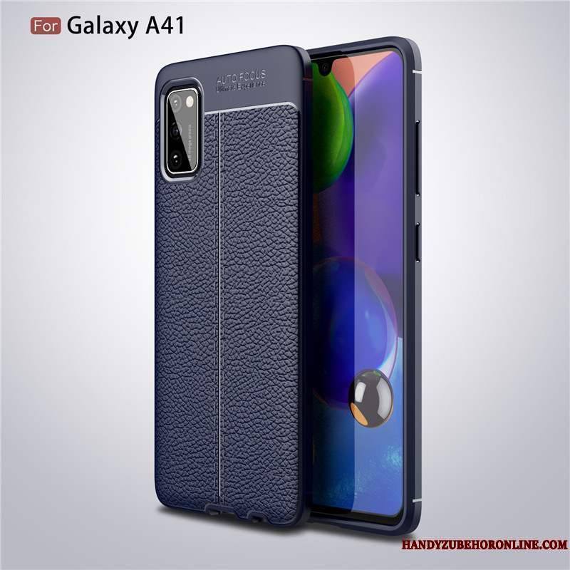 Samsung Galaxy A41 Coque Business Incassable Noir Luxe Étoile Téléphone Portable Cuir