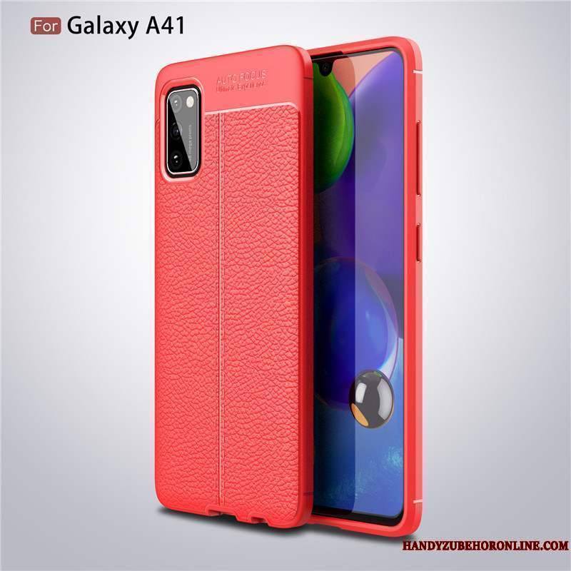 Samsung Galaxy A41 Coque Business Incassable Noir Luxe Étoile Téléphone Portable Cuir