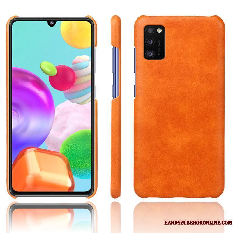 Samsung Galaxy A41 Coque Protection Sac Simple Orange Qualité Cuir Étoile