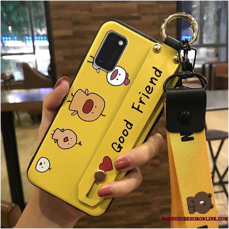 Samsung Galaxy A41 Coque Étui Noir Tendance Fluide Doux Dessin Animé Ornements Suspendus Protection