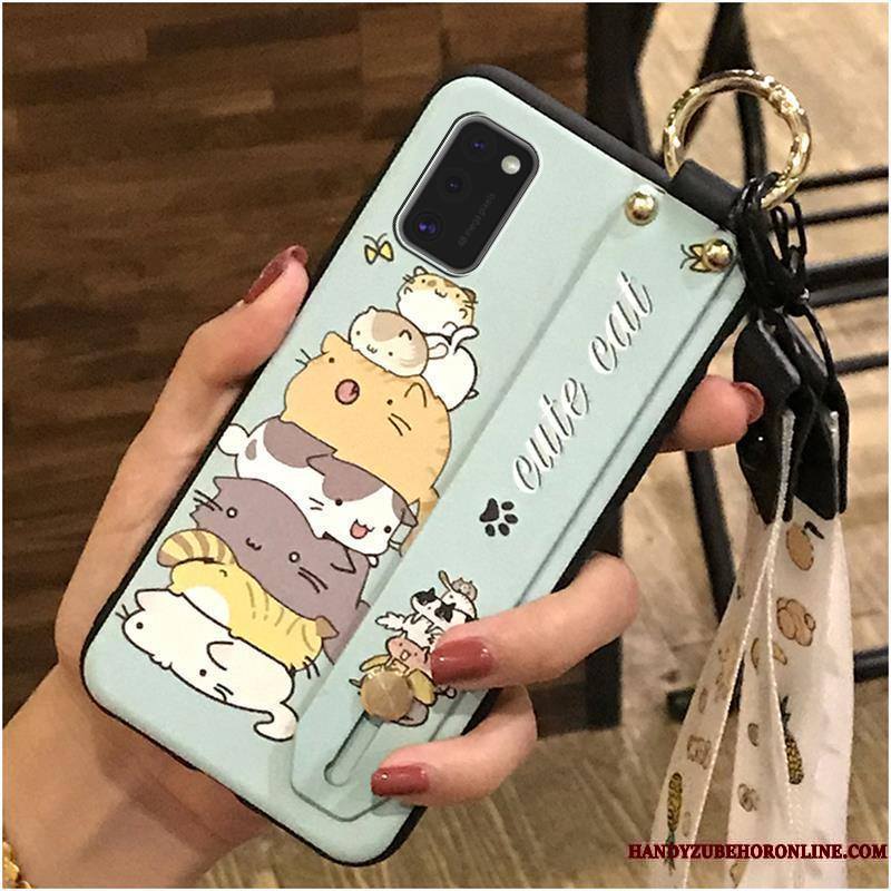 Samsung Galaxy A41 Coque Étui Noir Tendance Fluide Doux Dessin Animé Ornements Suspendus Protection