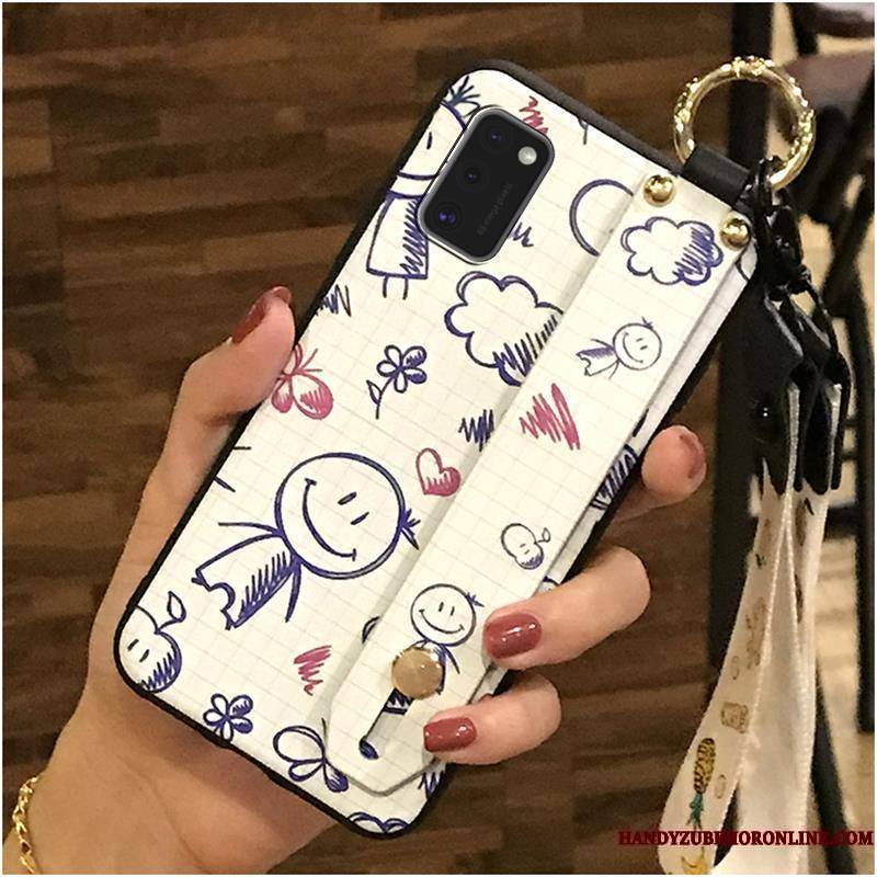 Samsung Galaxy A41 Coque Étui Noir Tendance Fluide Doux Dessin Animé Ornements Suspendus Protection