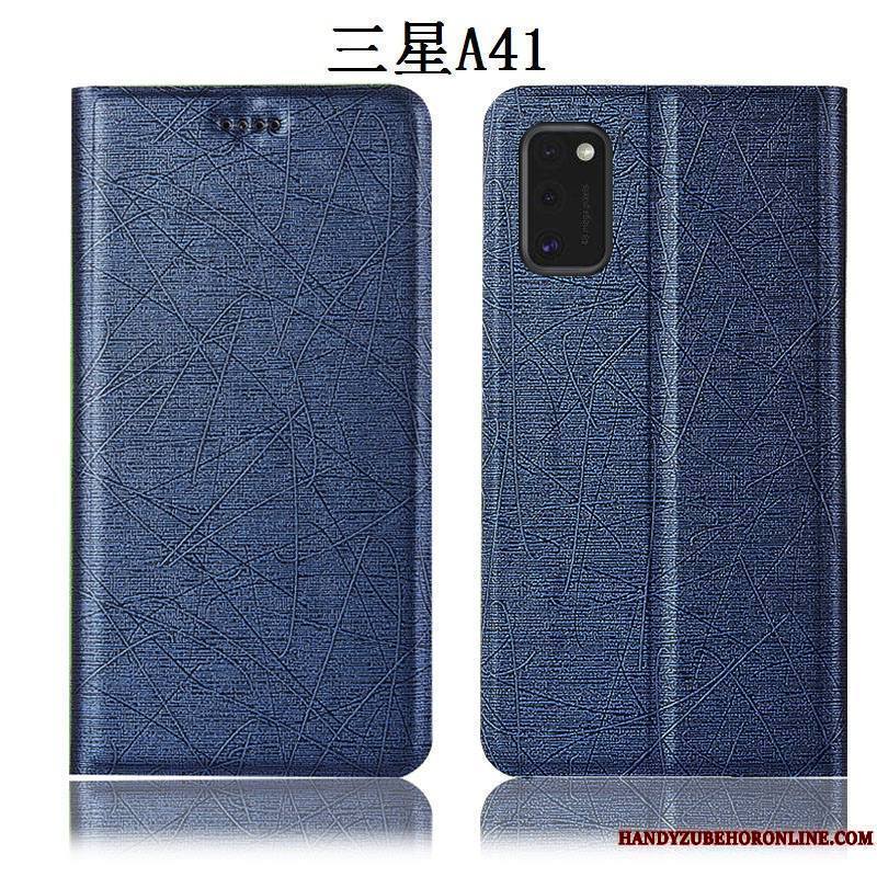 Samsung Galaxy A41 Or Étui En Cuir Coque De Téléphone Incassable Soie Housse Modèle Fleurie